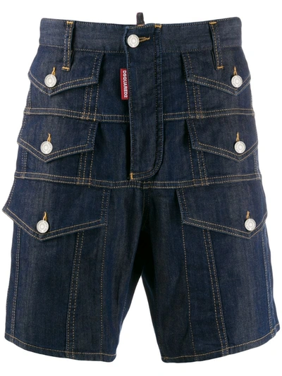 Dsquared2 Multiple Pocket Denim Shorts In Blue