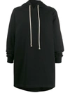 Rick Owens Long-length Jersey Hoody In Black