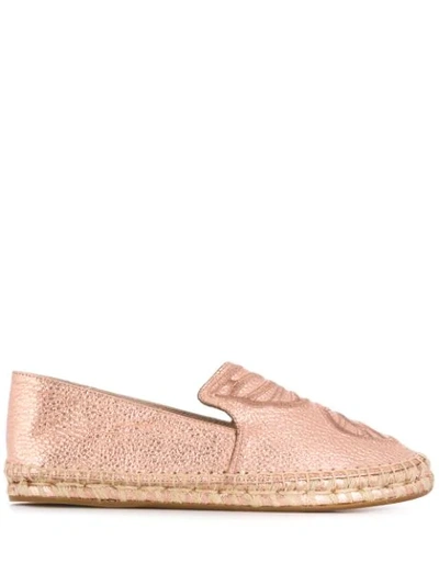 Sophia Webster Butterfly Embroidery Slip-on Espadrilles In Rose Gold