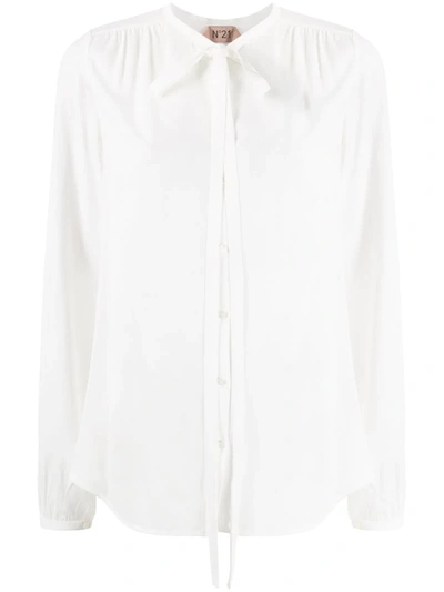 N°21 Front Bow Fastening Blouse In White