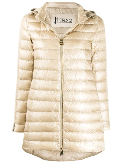 Herno Long Puffer Jacket In Neutrals