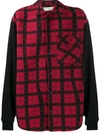 Off-white Contrasting Sleeves Checkered Shirt In Red