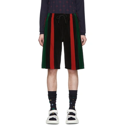 Gucci Black Chenille Signature Stripe Shorts