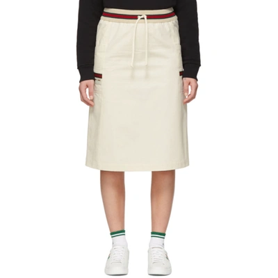 Gucci Off-white Canvas Panama Skirt In 9381 Ivory