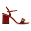 Gucci Red Leather Double G Heeled Sandals