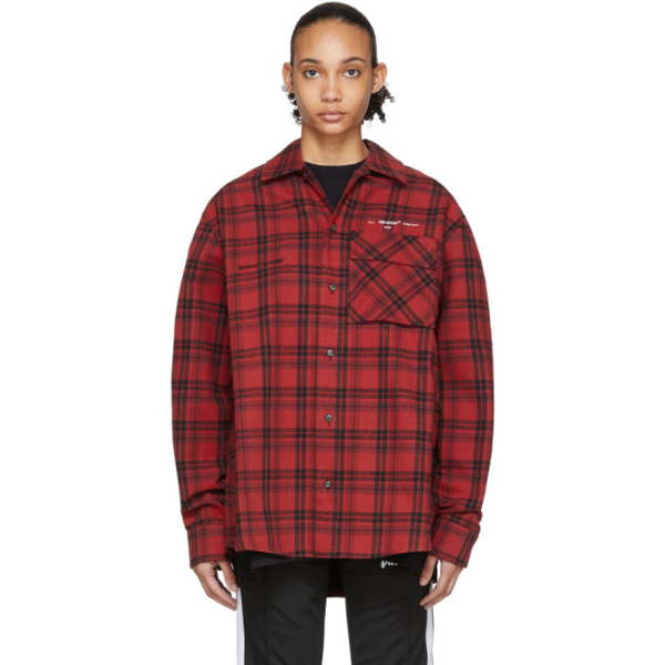 Off-white Red Flannel Check Shirt In Red/white ModeSens