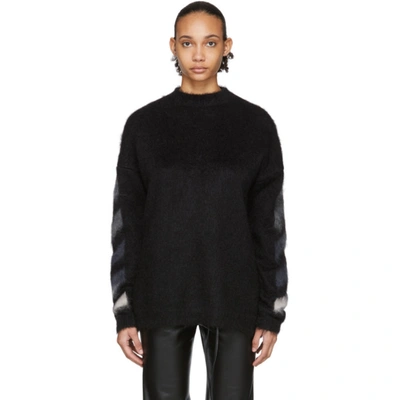 Off-white Black Brushed Mohair Sweater In Black Multi