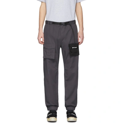 Palm Angels Grey Two Tone Cosy Cargo Pants In Black,grey