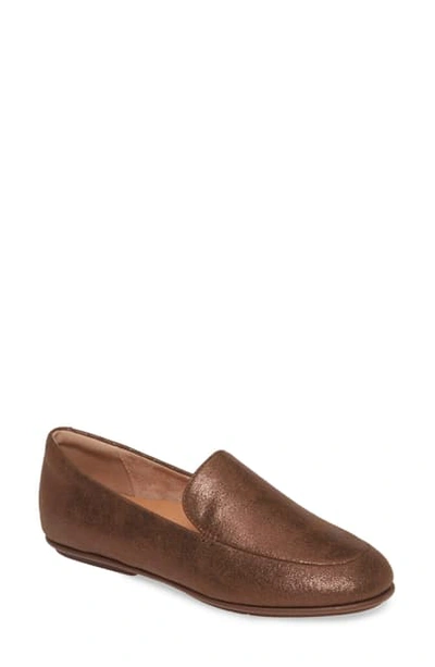 Fitflop Lena Loafer In Chocolate Brown Faux Leather