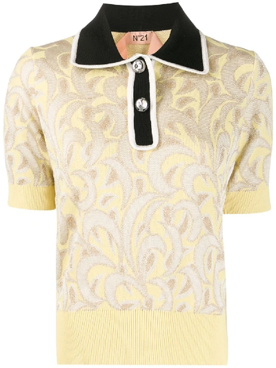 N°21 Contrast Collared Polo Tee In Neutrals