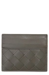 Bottega Veneta Intrecciato Leather Card Case In Light Graphite/ Gold