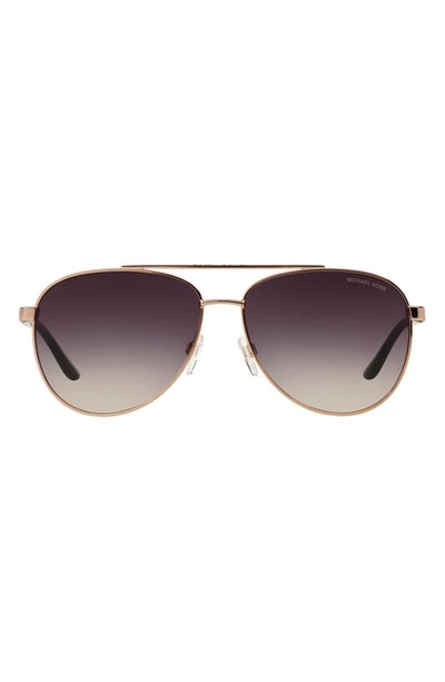 Michael Kors 59mm Aviator Sunglasses In Rose Gold/ Violet Gradient