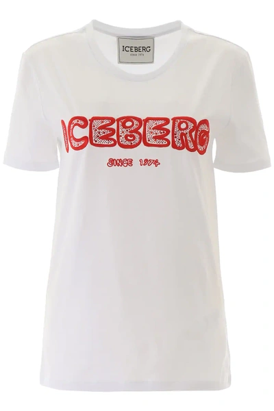 Iceberg Crystal Logo T-shirt In White,red