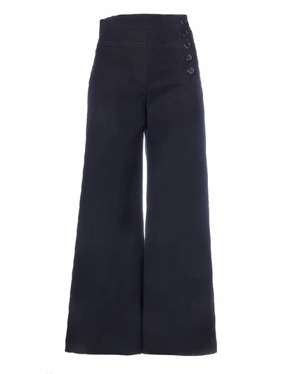 Chloé Buttoned Flared Trousers In M Abyss Blue