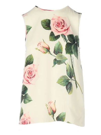 Dolce & Gabbana Rose Print Vest In C Rose Milk