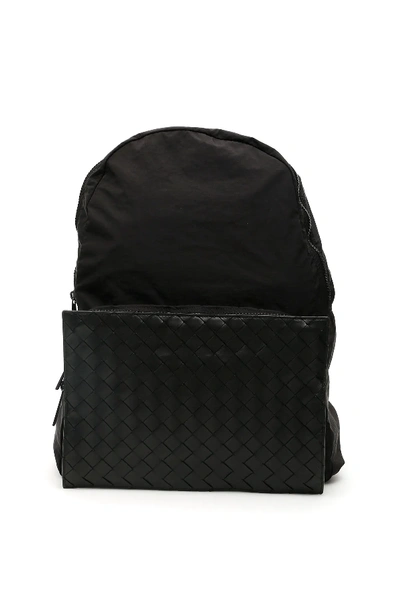 Bottega Veneta Foldable Nylon Backpack In Black
