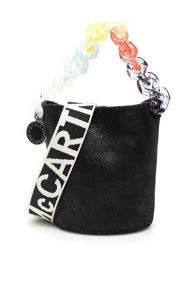 Stella Mccartney Pastel Chain Bucket Bag In Black