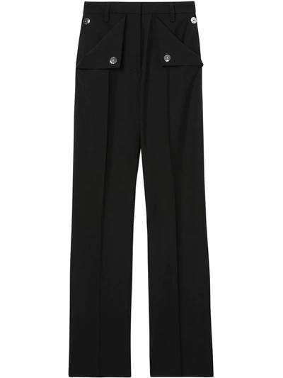 Burberry Pocket Detail Wool Mohair Tailored Trousers In Black