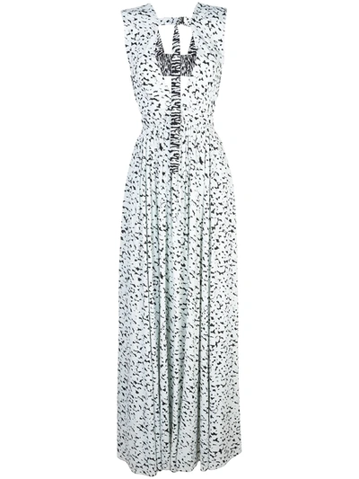 Proenza Schouler Leopard-print Deep-v Neck Dress In Light Blue