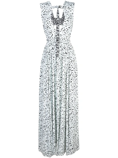 Proenza Schouler Leopard-print Deep-v Neck Dress In Black Sky Blue Inky Leopard