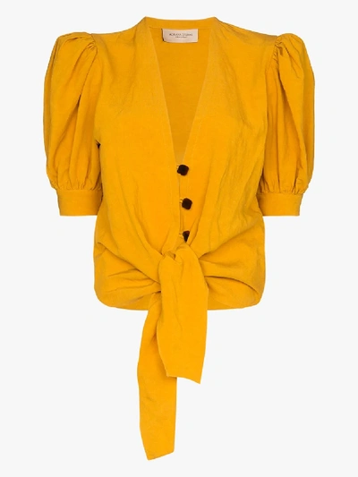 Adriana Degreas Knot Front Blouse In Yellow