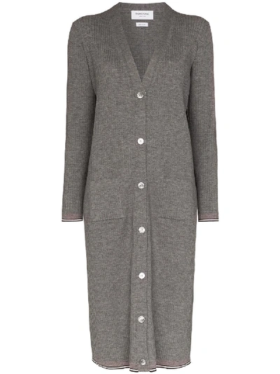 Thom Browne Kleid Im Cardigan-stil In Grey