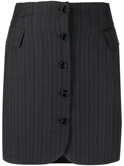 Acne Studios Pinstriped Button-down Skirt Navy Blue