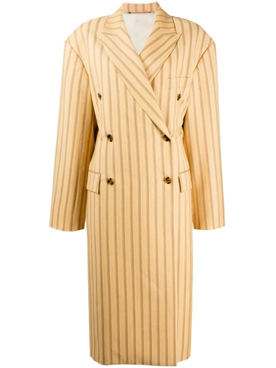 Acne Studios Double-breasted Pinstripe Overcoat Pale Orange In Neutrals