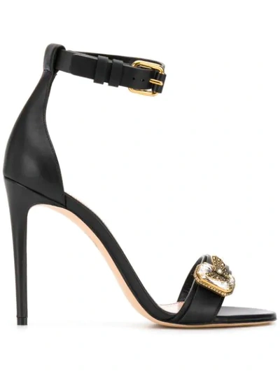 Alexander Mcqueen 110mm Crystal-embellished Sandals In Black Gold