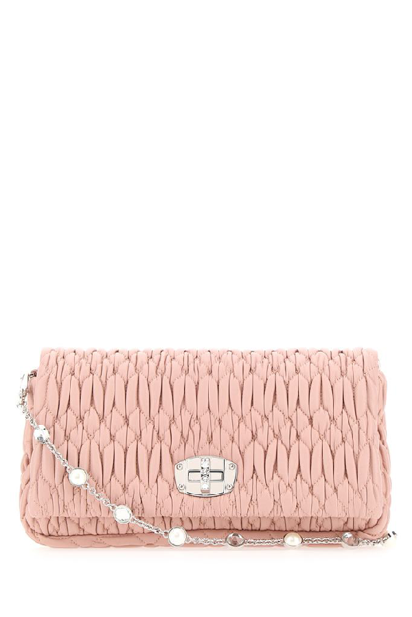 Miu Miu Crystal Embellished Handbag In Pink | ModeSens