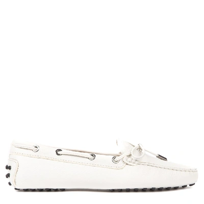 Tod's White City Gommino Driving Shoes In Suede
