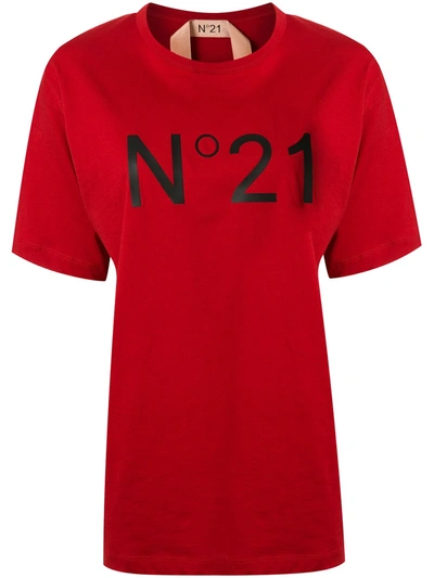 N°21 N° 21 T-shirt N &deg; 21 Over T-shirt With Logo Print In Red