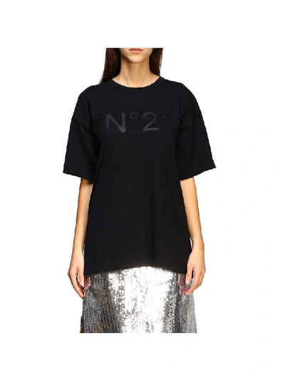 N°21 N° 21 T-shirt N &deg; 21 Over T-shirt With Logo Print In Black