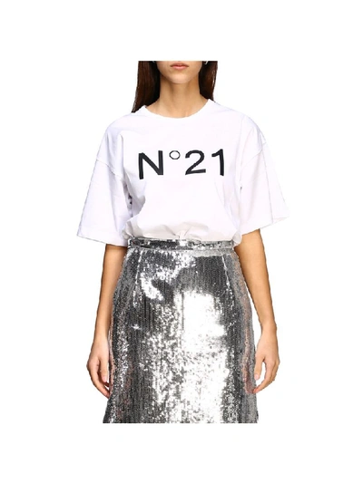 N°21 N° 21 T-shirt N &deg; 21 Over T-shirt With Logo Print In White