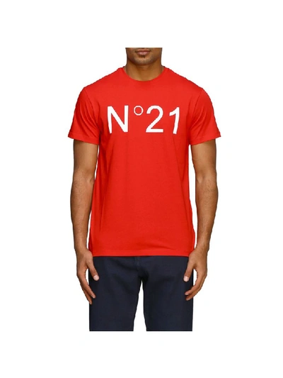 N°21 N° 21 T-shirt N &deg; 21 Basic T-shirt With Logo Print In Red