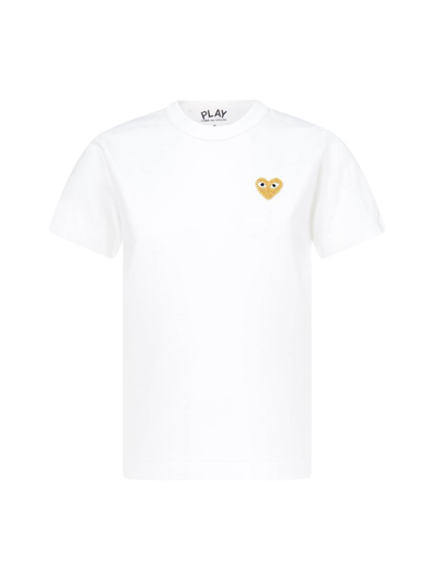 Comme Des Garçons Play Logo Patch Short Sleeved T In White