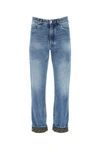 Fendi Turn Up Ff Straight Leg Jeans In Dark Blue