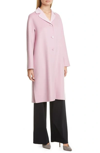 Max Mara Aretusa Belted Wool Blend Coat In Pink