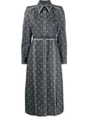 Fendi Karligraphy Ff-embroidered Denim Shirt Dress In Blue