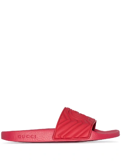 Gucci Women's Matelassé Rubber Slide In Red