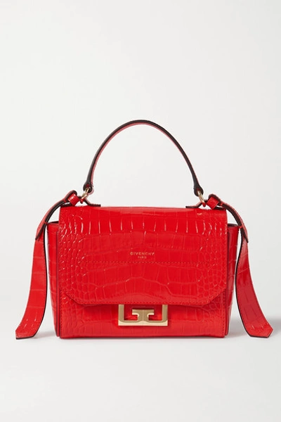 Givenchy Eden Mini Croc-effect Leather Shoulder Bag In Red | ModeSens