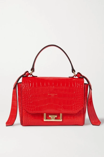 Givenchy Eden 仿鳄鱼纹皮革迷你手提包 In Red