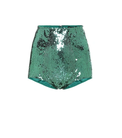 Dolce & Gabbana Sequined Tulle Briefs In Green