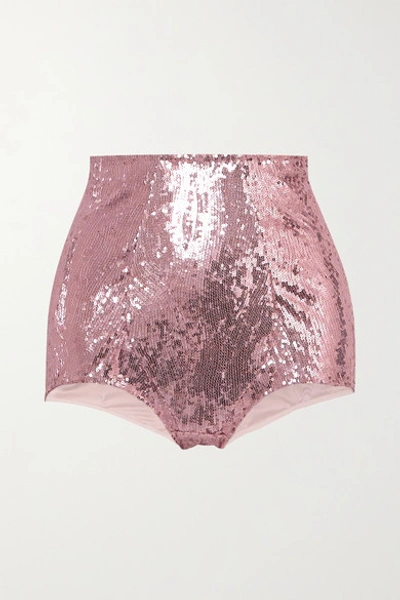 Dolce & Gabbana Sequined Tulle Briefs In Pink