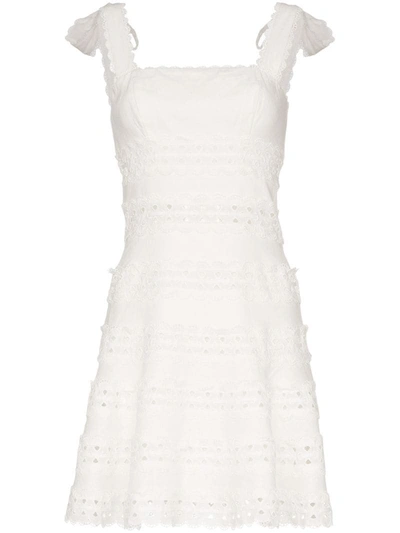 Zimmermann Kirra Tie Shoulder Mini Dress In White