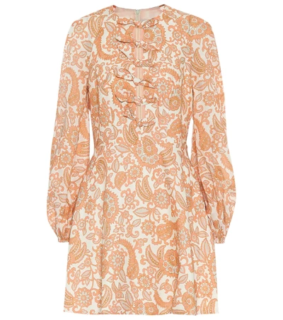 Zimmermann Peggy Tie-detailed Paisley-print Linen Mini Dress In Multicoloured