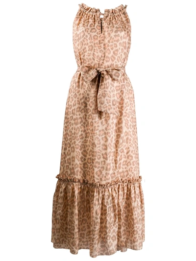 Zimmermann Kirra Belted Tiered Leopard-print Silk Midi Dress In Multi