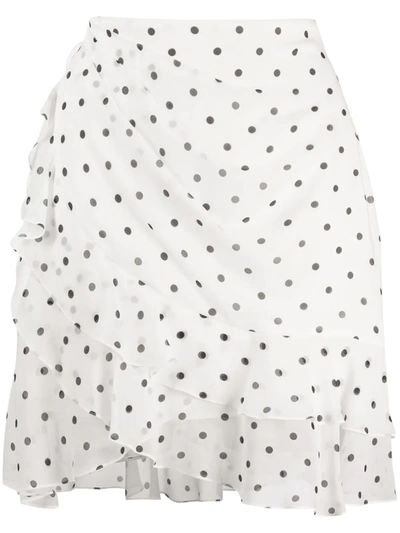 Balmain Ruffled Polka-dot Silk-georgette Mini Skirt In White