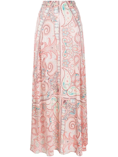 Etro Paisley-print Silk Crepe De Chine Maxi Skirt In Pink