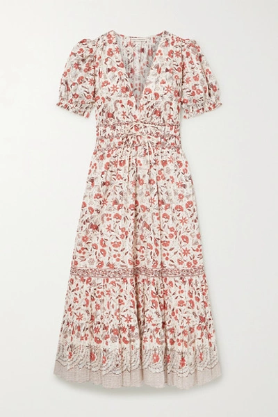 Ulla Johnson Zaria Floral-print Cotton Midi Dress In Ecru